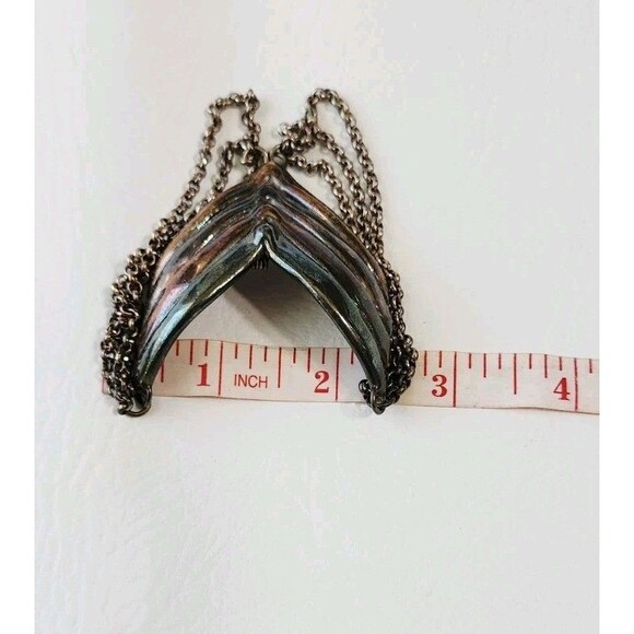 Vintage Electroform Sterling Modernist Chevron Chains Brooch 2.5" 32g - Picture 6 of 7